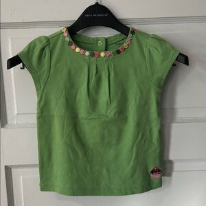 Gymboree Green Tee with Floral Neckline